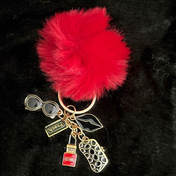 Stylish Gold and Black Keychain Bag Charm Accessory - Picture 4 of 11